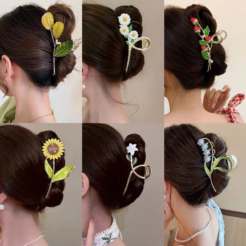 New Sweet Flower Hair Claw Clip exquisite horsetail grab hair clips shark hair clips woman hairpins accessories for girl hair headdress