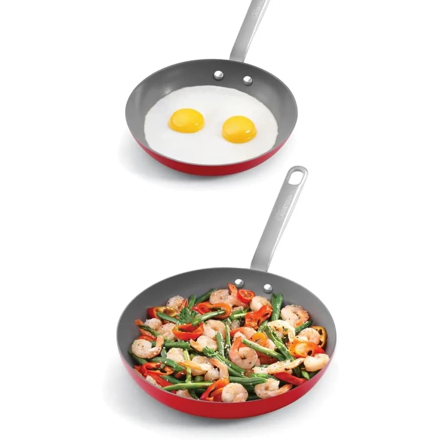 Set of 2-piece ceramic pots, set of 10" and 12" non-stick pans, kitchen pots, made without PFAS PTFE PFOA, oven and dish