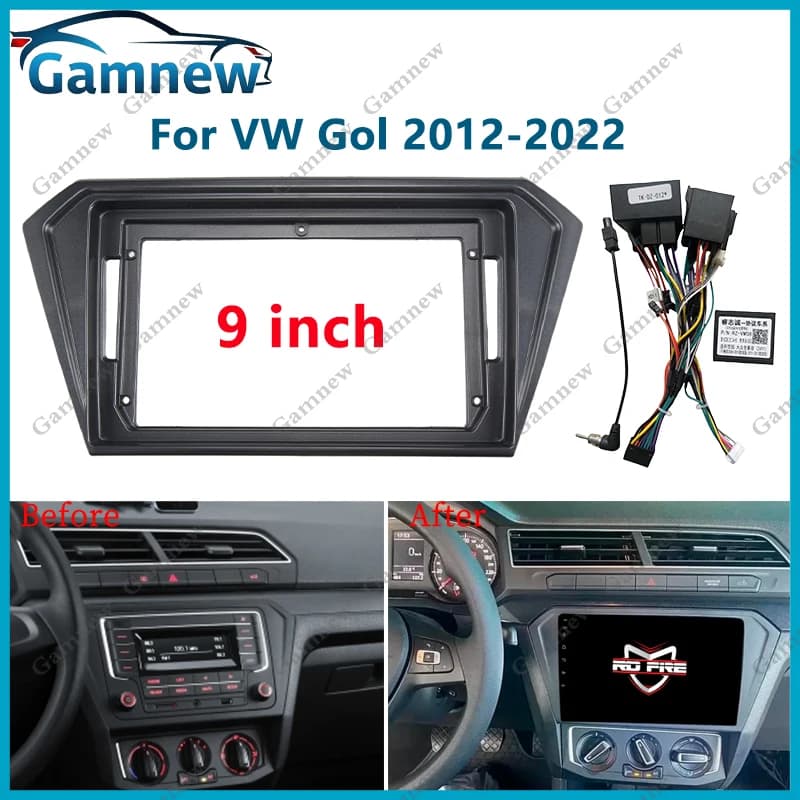 9 pollici Auto Telaio Fascia Adattatore Canbus Box Decoder Android Radio Dash Montaggio Pannello Kit Per Volkswagen VW Gol 2012-2022