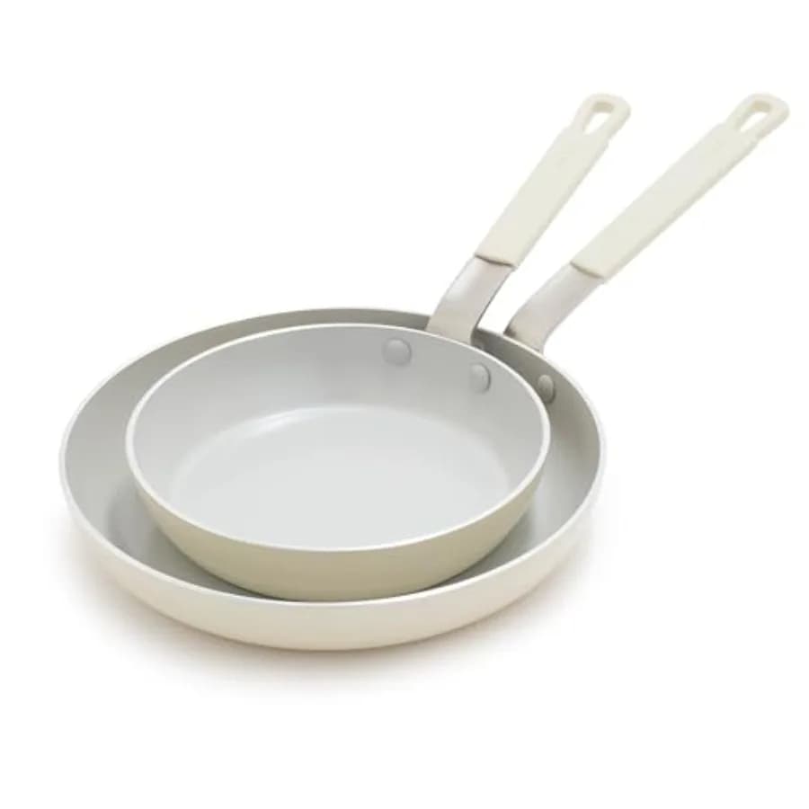 x Bobby Flay 2 Piece- 8" and 10" Nonstick Frying Pan Skillet Set PFAS-Free Diamond Ceramic Induction Suitable Stay-Cool Silicon