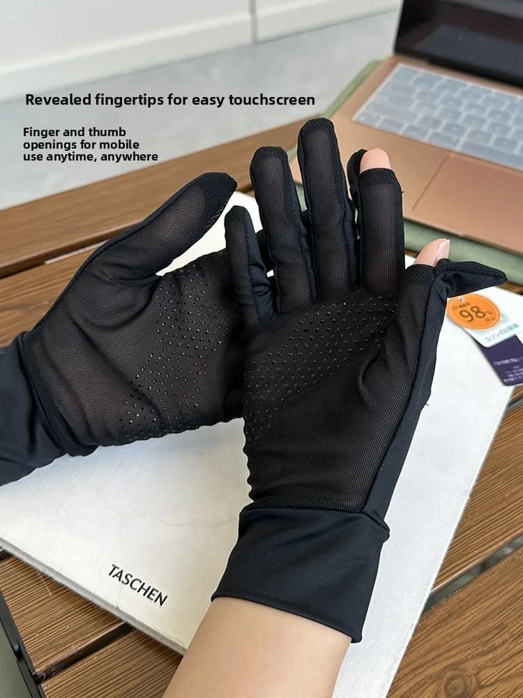Lagur UV Cut Sunscreen Gloves Breathable Comfortable Women's Vehicle Riding Touchscreen Compatible Summer Cycling