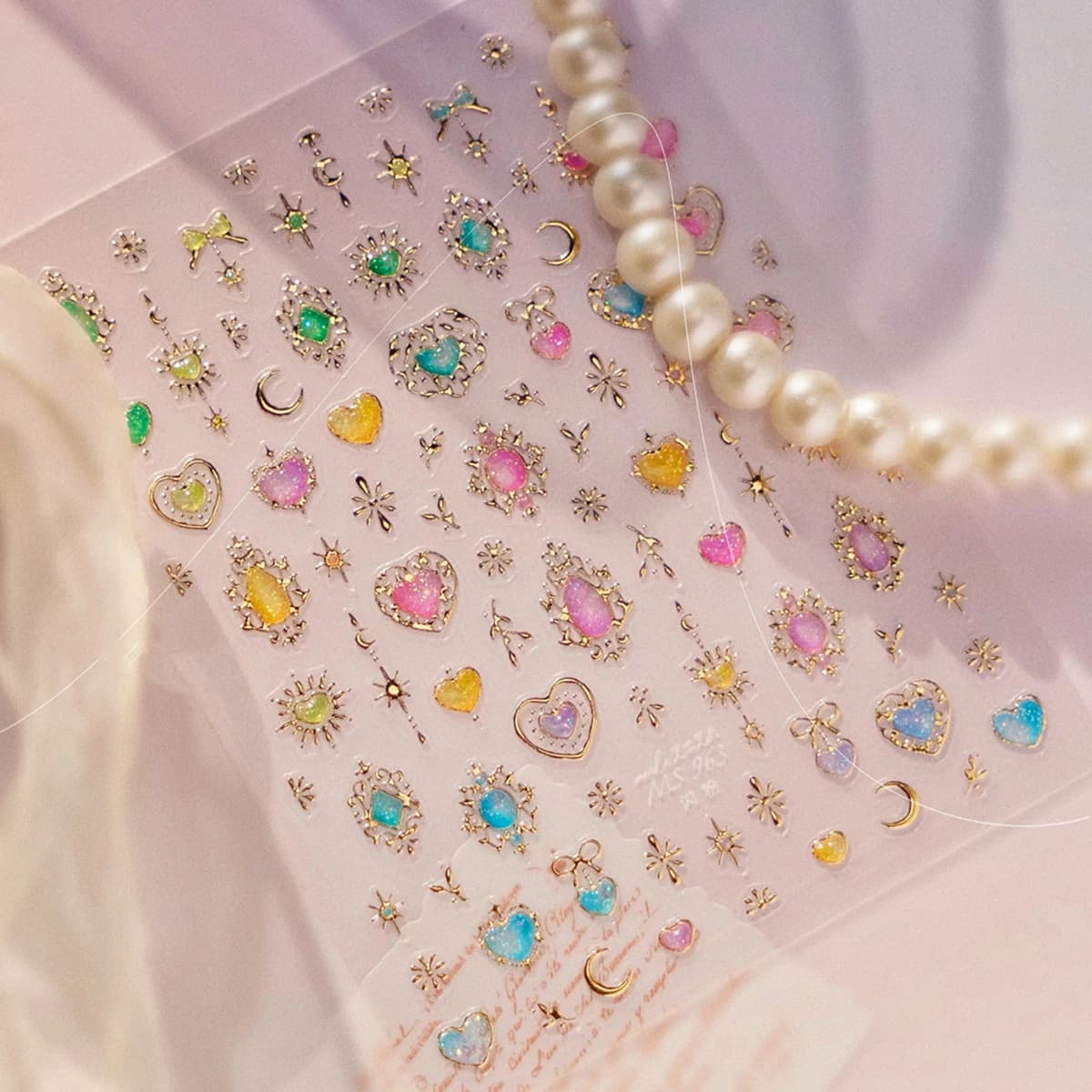 Accessori per Unghie Fai-da-Te in Stile Lusso Leggero, Stelle Marine Colorate Stampate in Argento 3D Autoadesive, Piccoli Accessori Freschi per Nail Art