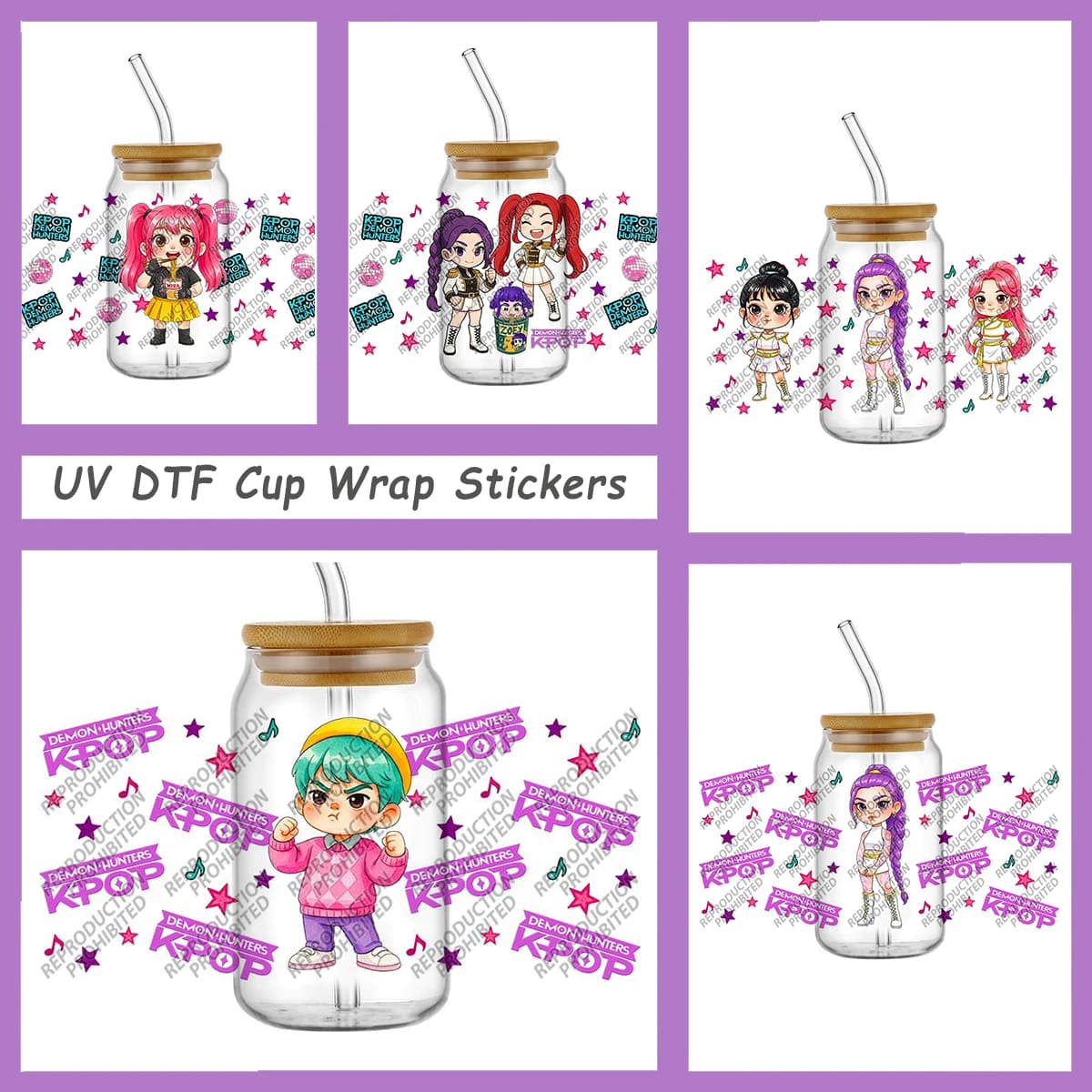 Collection K-POP Vibes: 16oz convertible adhesives for Libbey cans, ChibiIdol style, Waterproof, for Cups, Glasses, Laptop