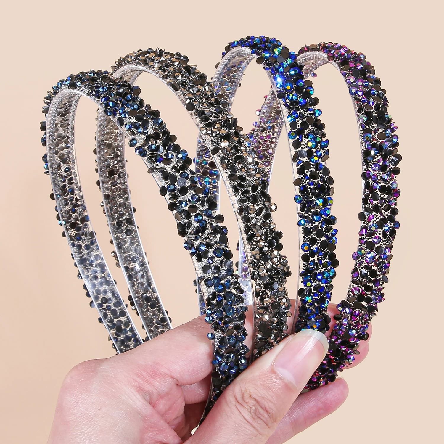1/4 pezzi Cerchietto per capelli con strass Moda donna Copricapo antiscivolo con denti Fascia per capelli Fascia lucida Accessori per capelli
