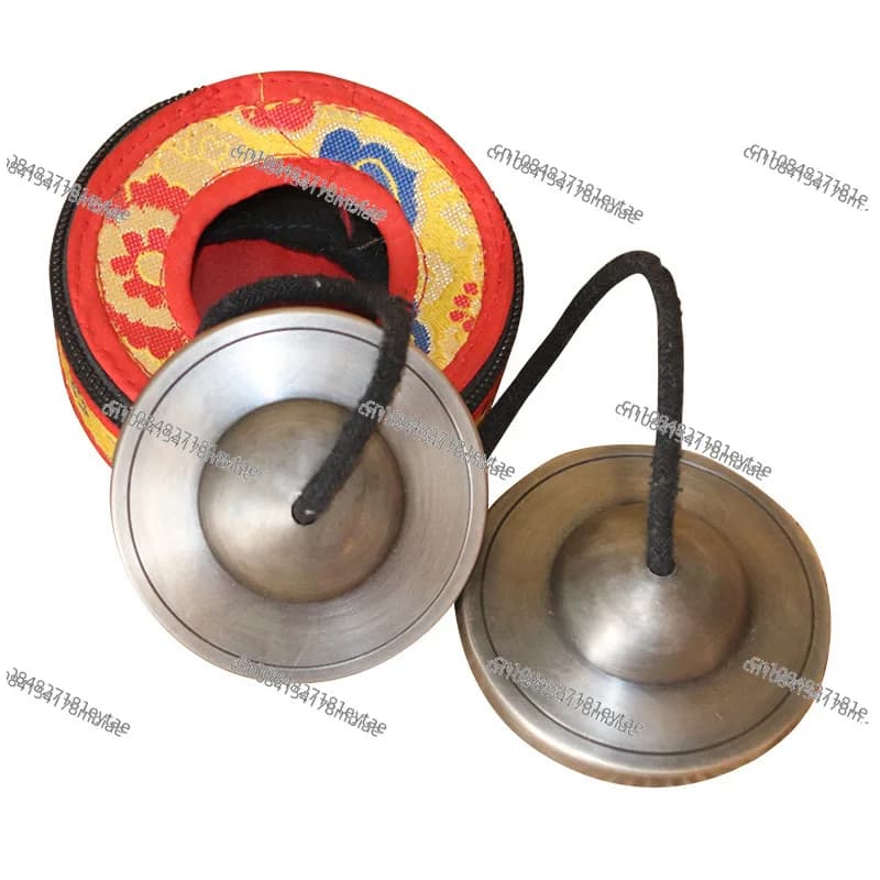 Handmade Nepal Tingsha Bells, Bronze Tibetan Musical Instrument with Free Pouch
