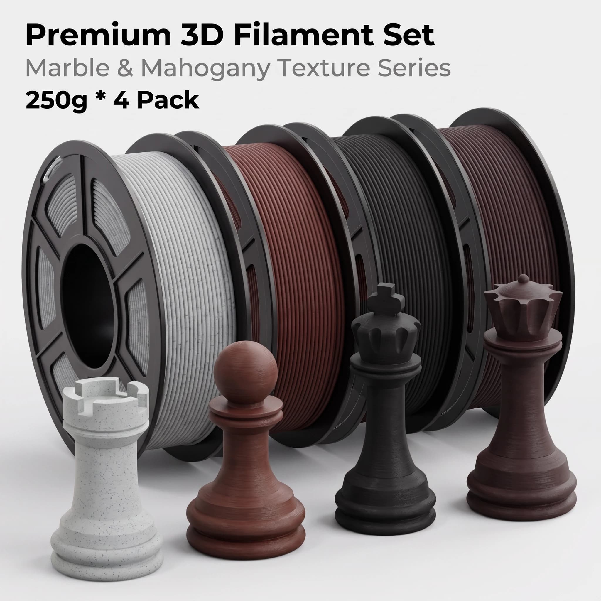 4 Colors Wood Marble PLA 3D Printer Filament Sandalwood Black Wood Ebony Marble Texture 1.75mm Optional 250g 500g 1000g Spool