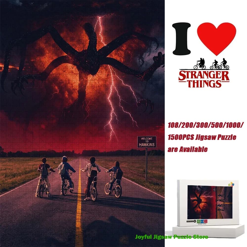 Puzzle di Stranger Things con Bambini in Bicicletta, Gioco Educativo per Adulti e Bambini, Regalo Perfetto, Decorazione per la Casa