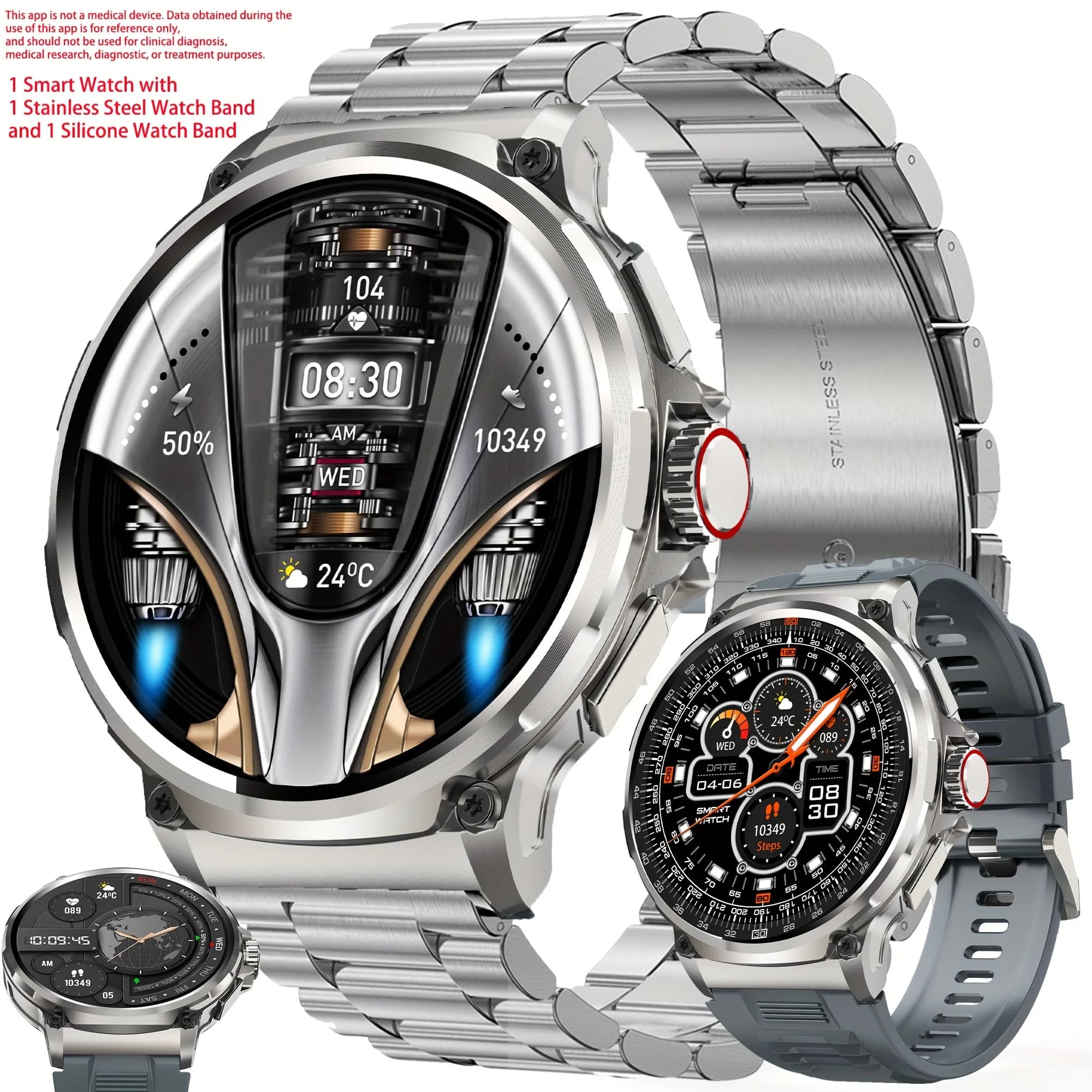 Smartwatch da uomo (per rispondere/effettuare chiamate), fitness tracker per Android e iPhone, activity tracker da 1,85 pollici con monitoraggio delle calorie, smartwatch da uomo con integrazione delle chiamate, smartwatch con chiamate wireless, smartwatch con 2 cinturini