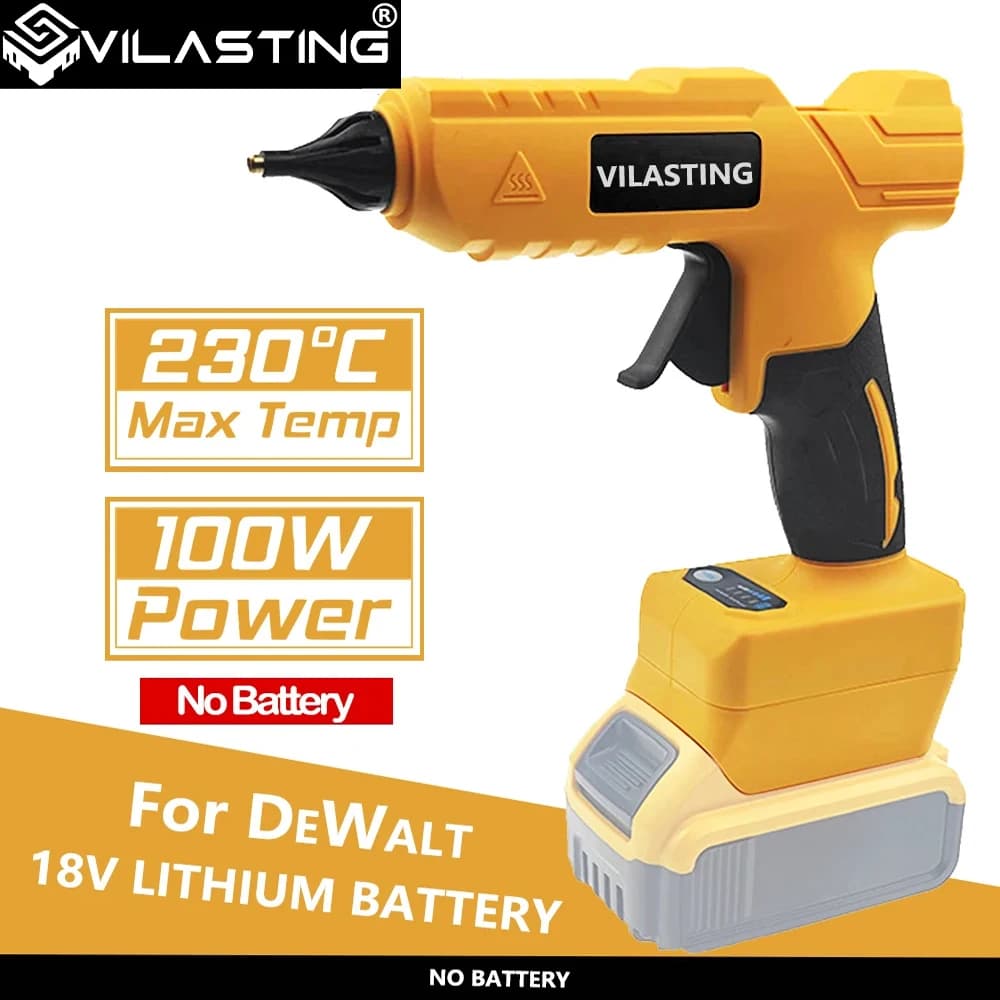 VILASTING Pistola per colla a caldo elettrica Pistola per colla a batteria Pistola per colla a caldo da 11 mm Pistola ad aria per saldatura a caldo per perno batteria Dewalt 18V