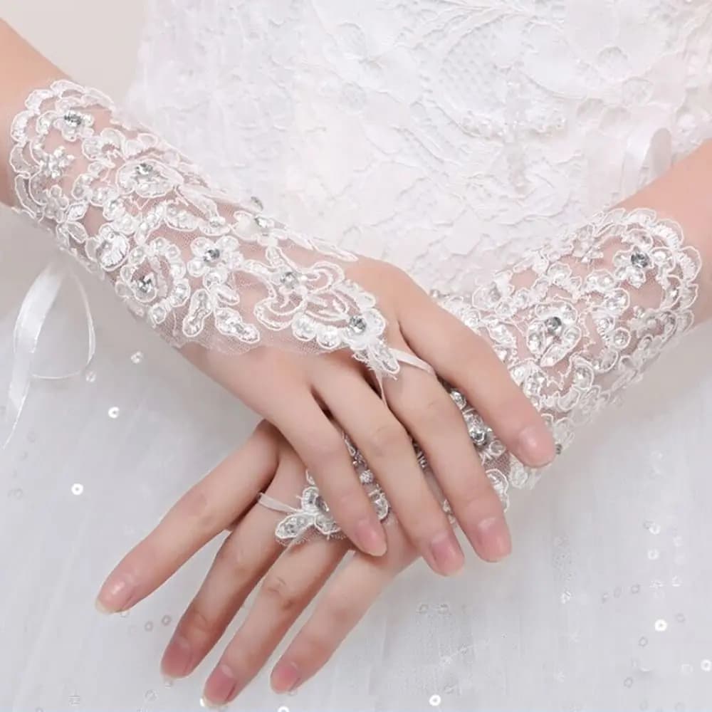 Wear Princess Skirt Accessories Princess Dance Performance Stage Gloves Princess Gloves Full Finger Mittens Bridal Gloves