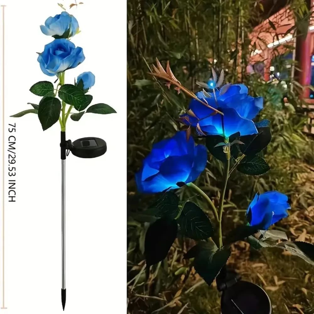 Lampada Solare a LED a Forma di Rosa, Decorazione Floreale Simulata, Luce Solare da Giardino per Esterni, Lampada Solare a Fiore Oscillante per Cortile