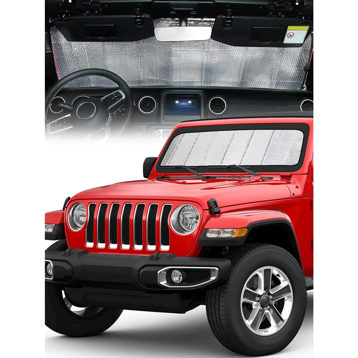 Parasole per parabrezza per Jeep Wrangler JL & Gladiator JT JLU 2018-2024, parasole pieghevole protezione per parabrezza blocchi raggi UV