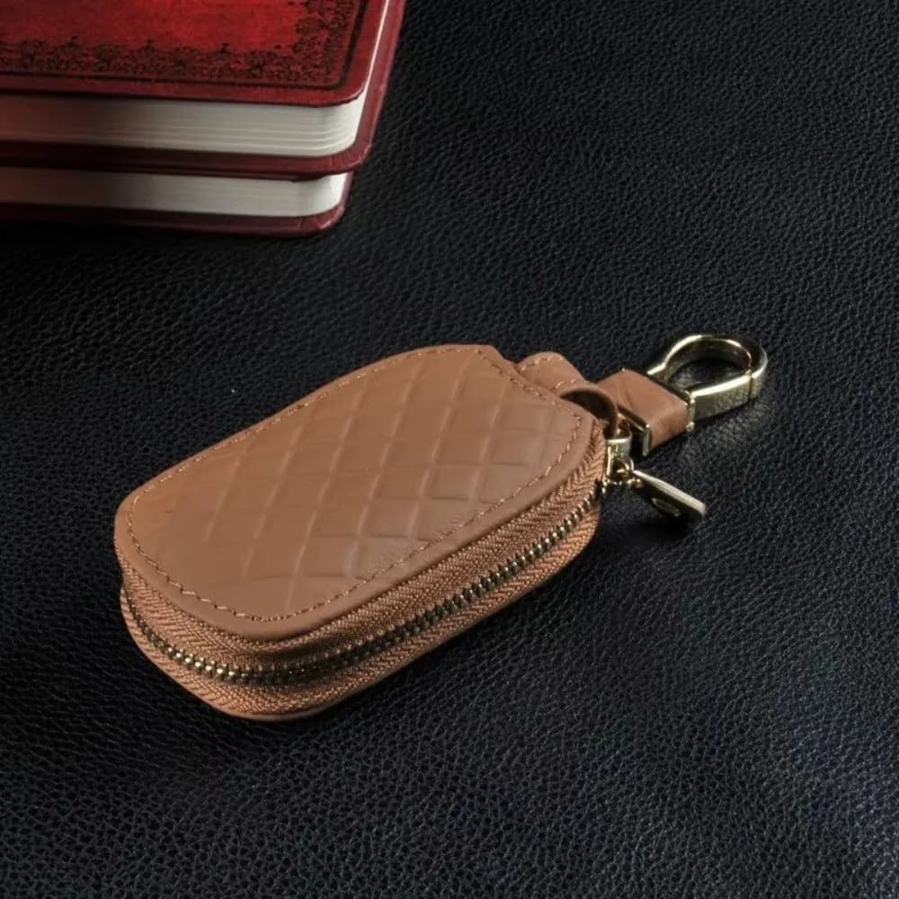 Portachiavi in Pelle Portatile con Cerniera, Organizzatore Multifunzionale per Chiavi Auto