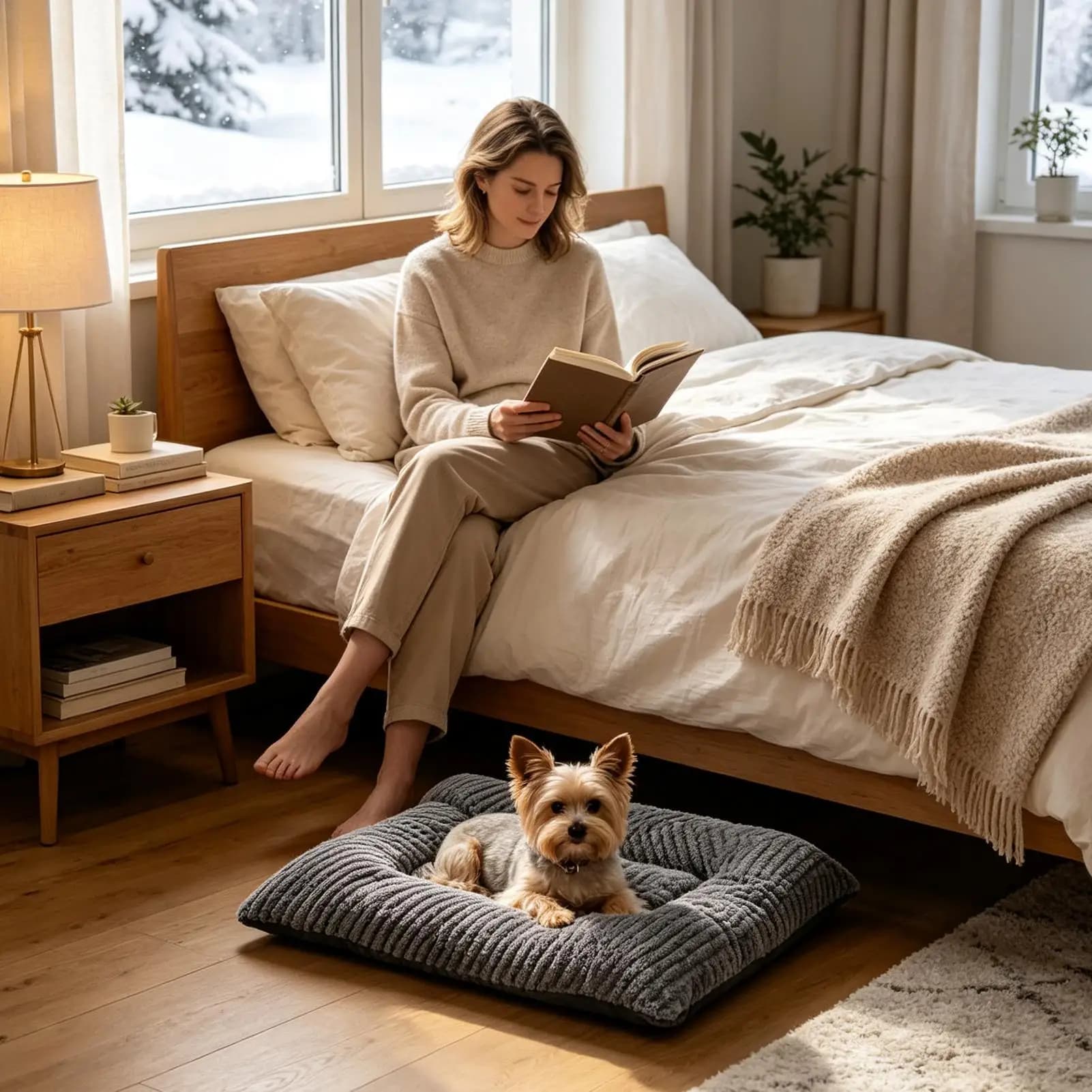Cat Bed Soft Rectangular Sleeping Mat With Pillow And Raised Edges Kennel Pad For Small Medium Large Breed Home Entryway Floor