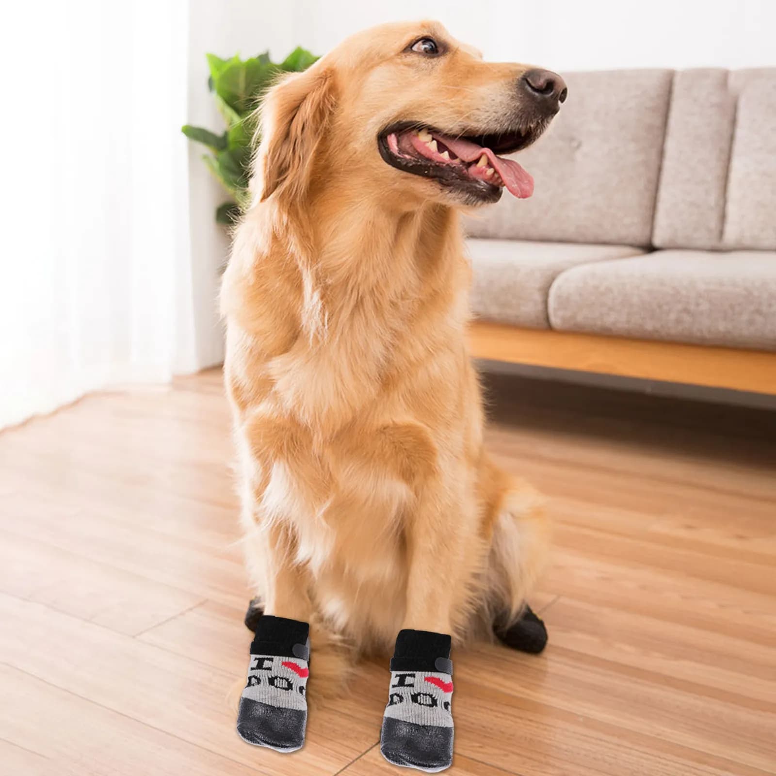 4 Pezzi Calzini in Lana per Cani, Scarpe Antiscivolo Leggere per Cuccioli, Protezioni per Zampe, Calzini da Corsa per Esterni