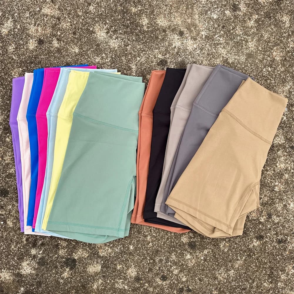 Solid color High waist Yoga Short leg Cycling Woman Fitness Sport Short full training Jog Indoor squat proof pocket