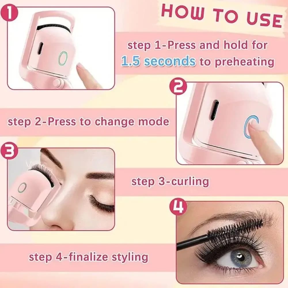 Lash Perm Electric Eyelash Curler Temperature Control Electric Eyelashes Clip ABS Long-Lasting Curl Beauty Eye Instrument