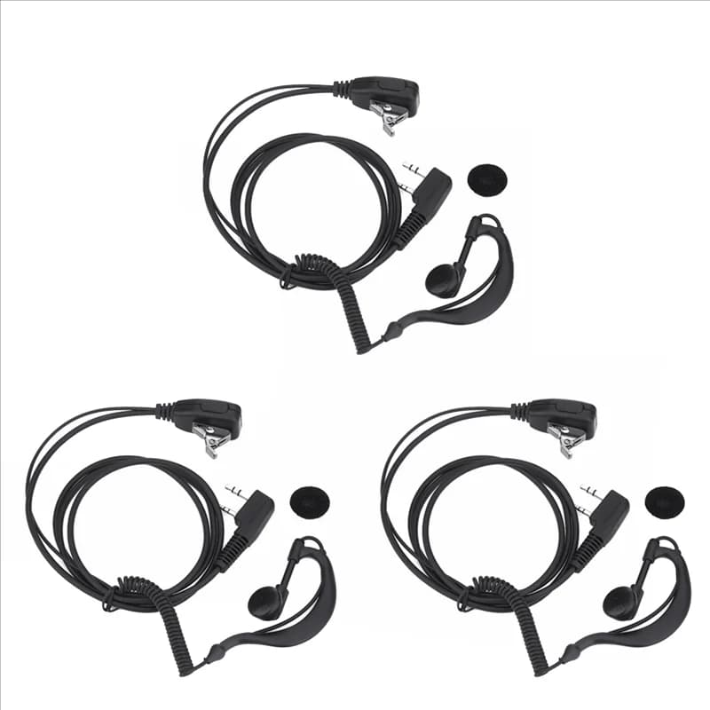 A91P 3PCS 2 PIN PTT MIC Ganci per l'orecchio Walkie Talkie Auricolare Auricolare per UV5R/KENWOOD/HYT
