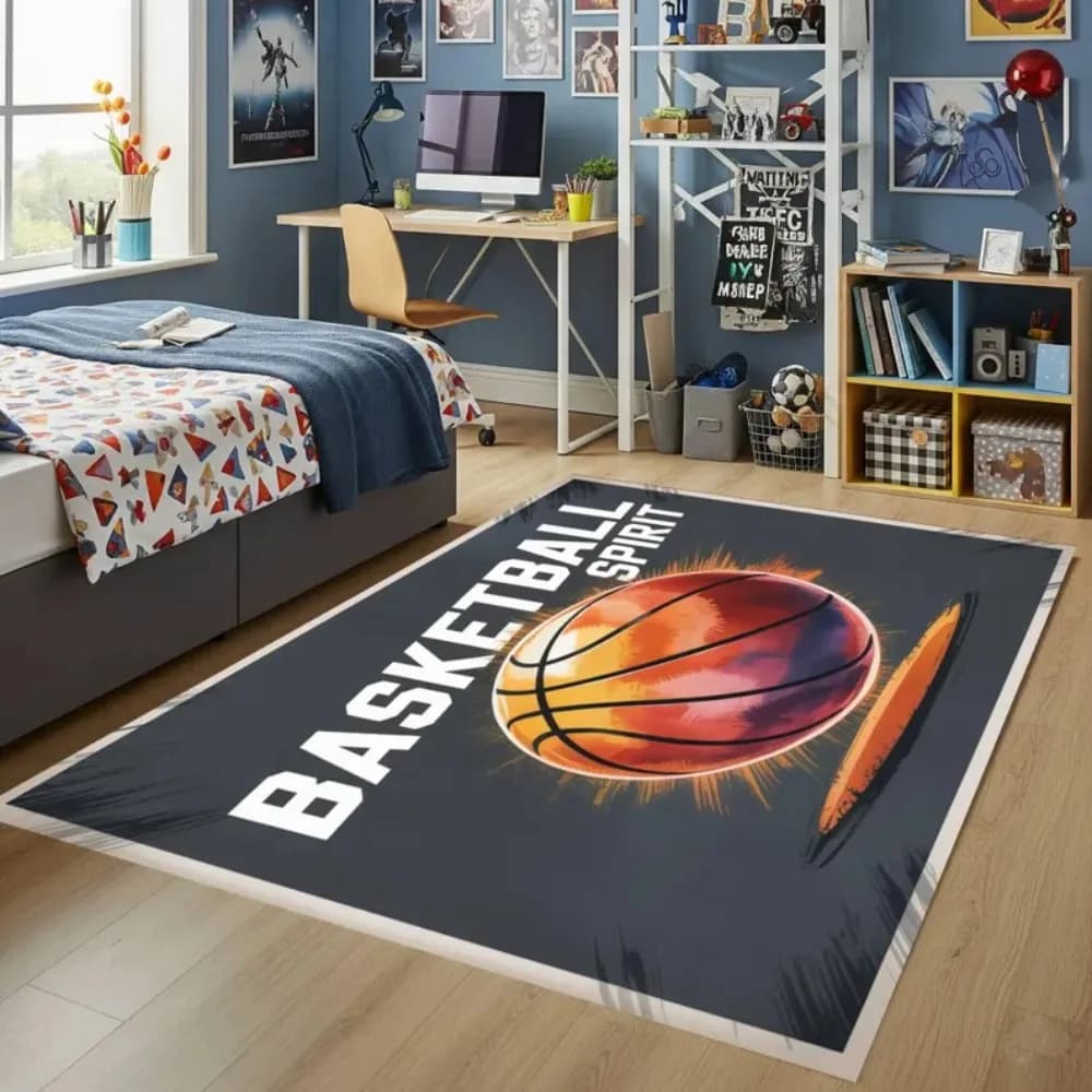 Basketball Theme Mat, Bedroom Mat, Home Decoration, Kids Room Decoration, Floor Decoration, Sports Style, Playground, Anti-slip, Durable
