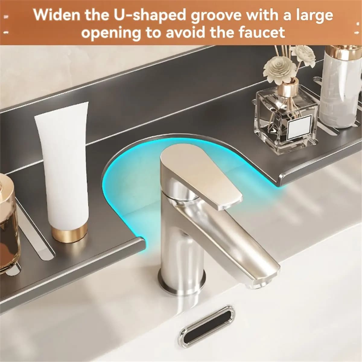 【frki】 Mensola da bagno anteriore con specchio a ventosa, rubinetto, lavabo, lavabo, mensola da bagno a parete senza perforazione