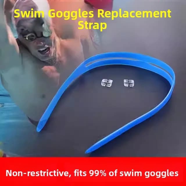 Universal Replacement Strap in Silicone for Swimming Eyes with Eye Protection, with Blue Day Word Written, for Men and Women