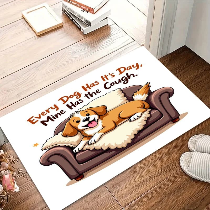 Tappeti Bianchi per Soggiorno, Tappeto per Area Bambini con Scritta 'Every Dog Has Its Day', Antiscivolo e Lavabile, Tappetino da Gioco per Bambini, Tappeti per Camera da Letto