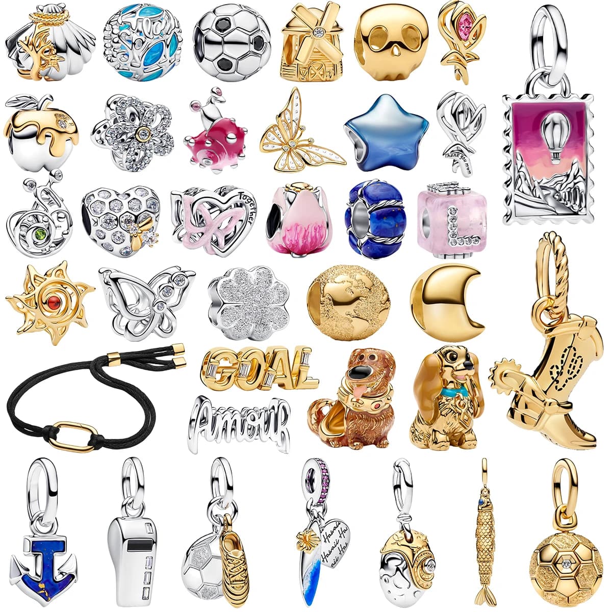 New 925 Sterling Silver Plated Paved Bead Dangle Stamp Boots Surfboard Whistle Charm Pendent Shell Gem DIY Bracelet Fine Jewelry