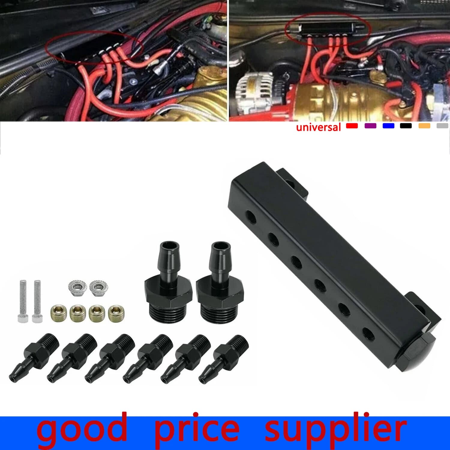 Collettore di aspirazione per blocco vuoto per auto, kit collettore di aspirazione blocco vuoto universale a 6 porte per gas combustibile Wastegate Turbo Boost