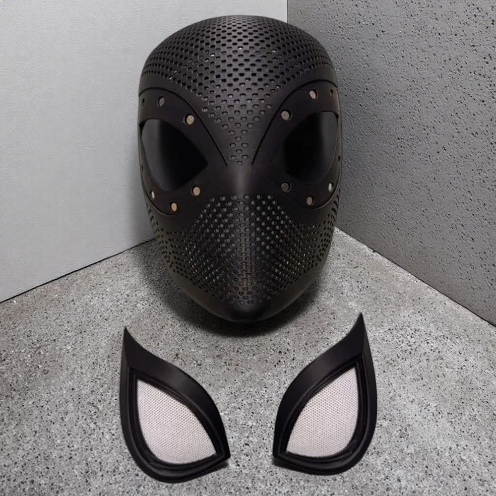 3D Printed Black PS5 Spider Faceshell Mask Magnetic Lenses Adult Men Cosplay Costume Accessory