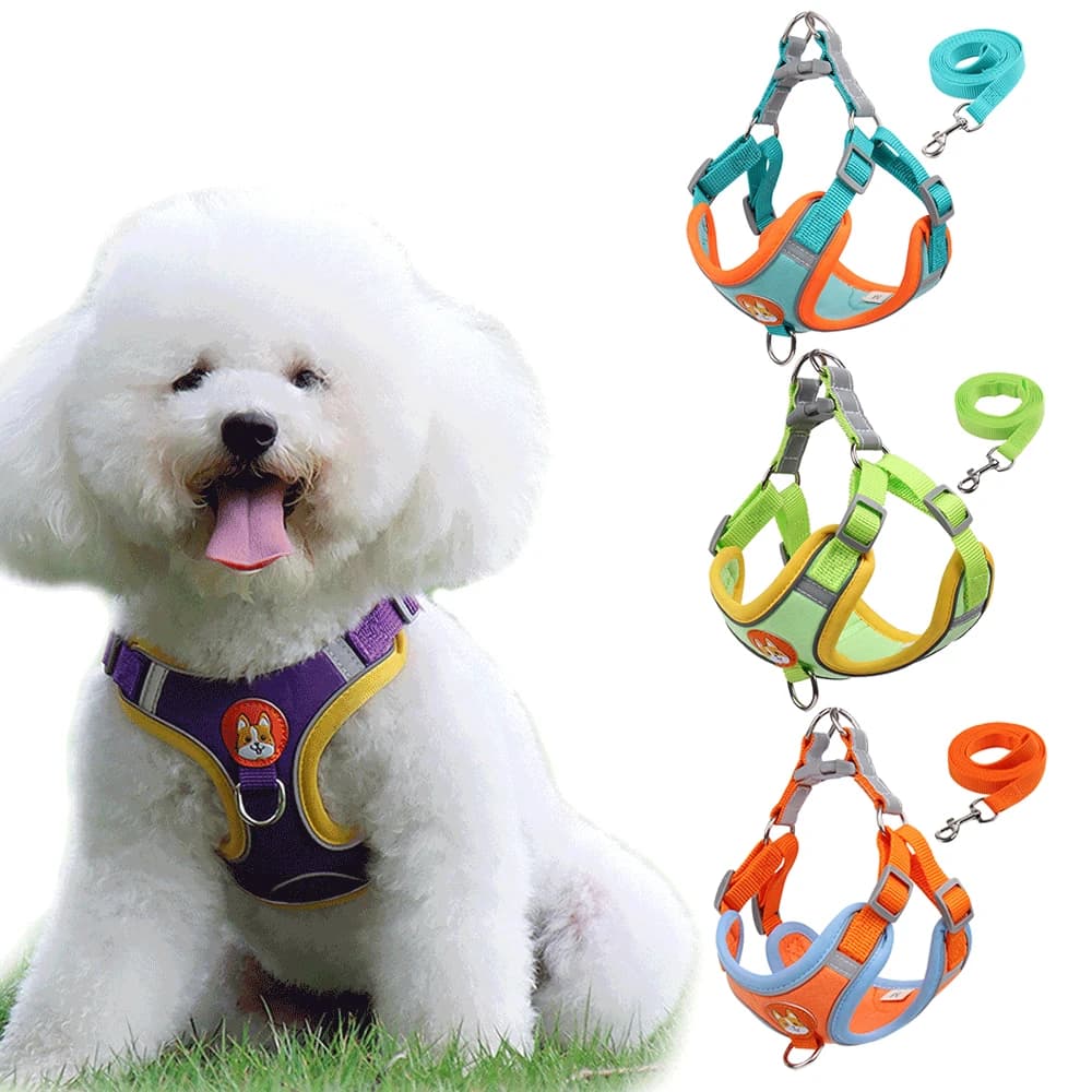 Cat Vest Harness Reflective Walking Leash Suede Adjustable Puppy Strap for Pomeranian Small Dogs