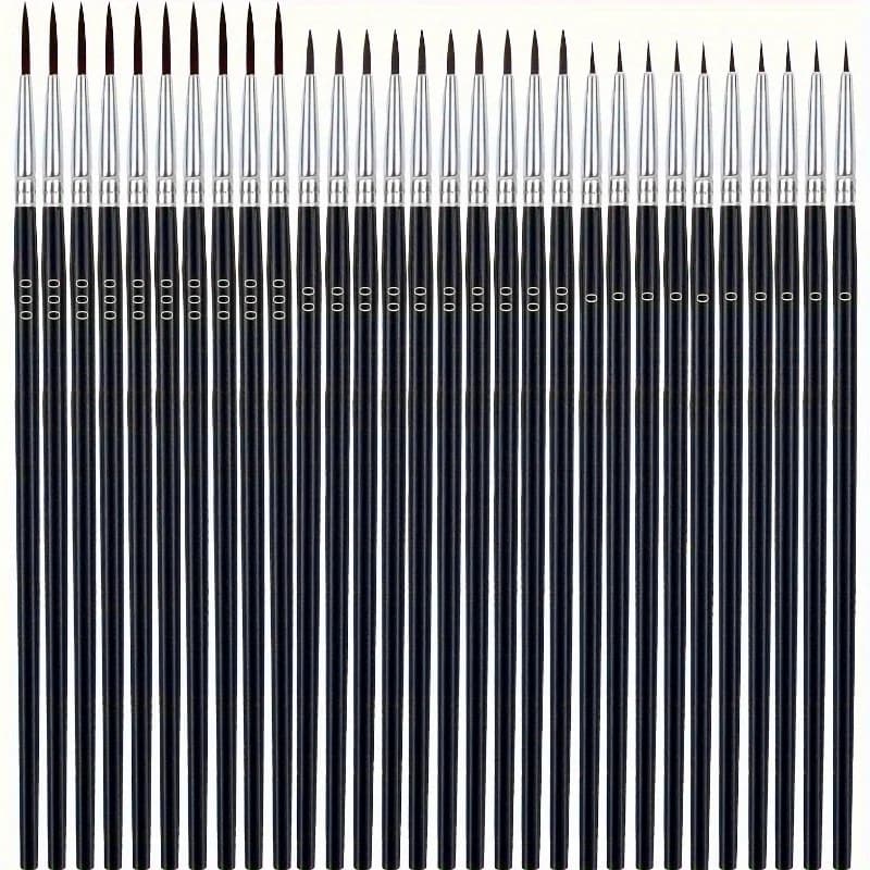 30Pcs Fine Detail Paint Brush Set #0 #00 #000 Miniature Brushes Nylon Hair for Watercolor Oil Acrylic Painting Crafts