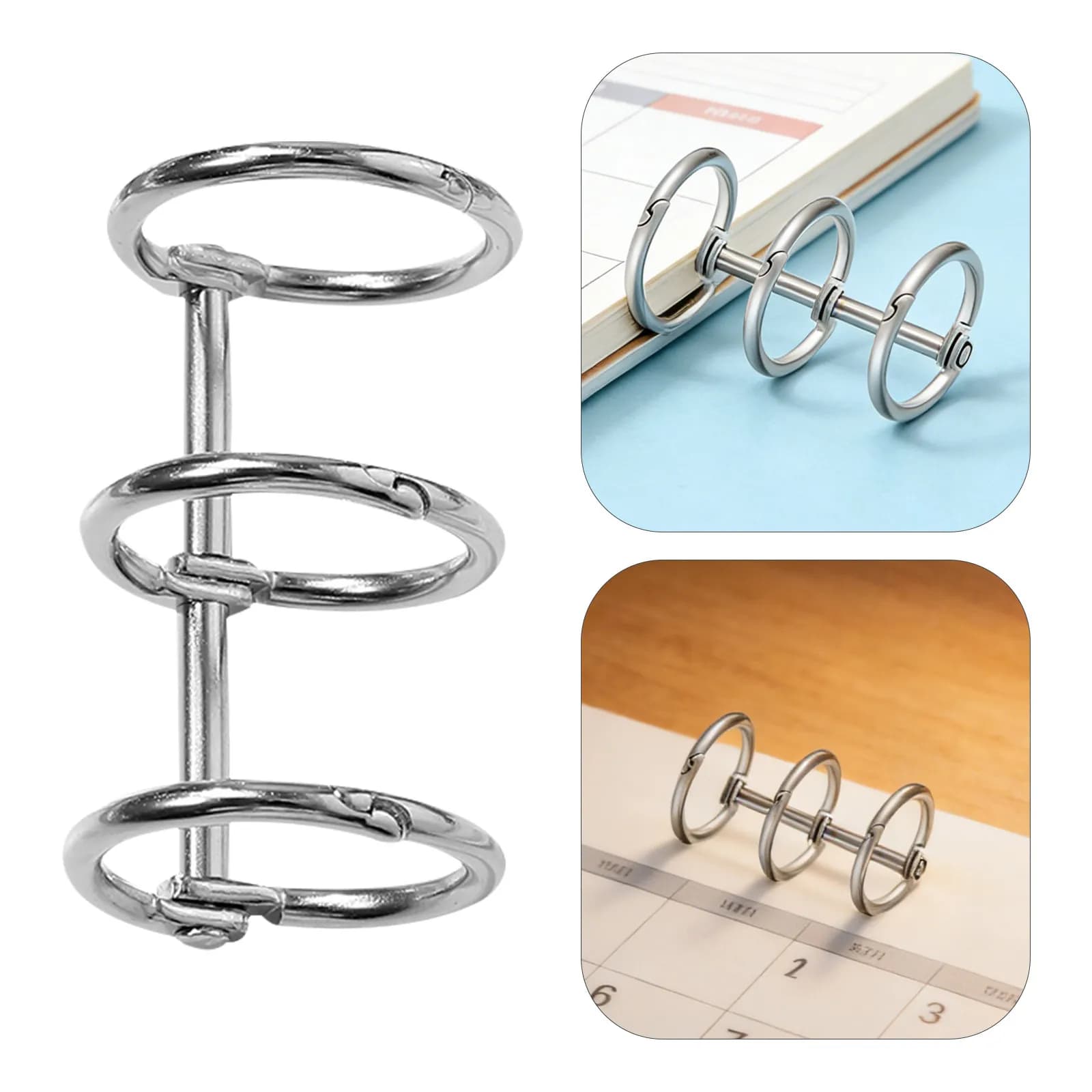 8Pcs Snap Split Hinged Notebook Binding Rings Metal 3 Ring Loose Leaf Binder for Photo Album Planner Office File Organizer