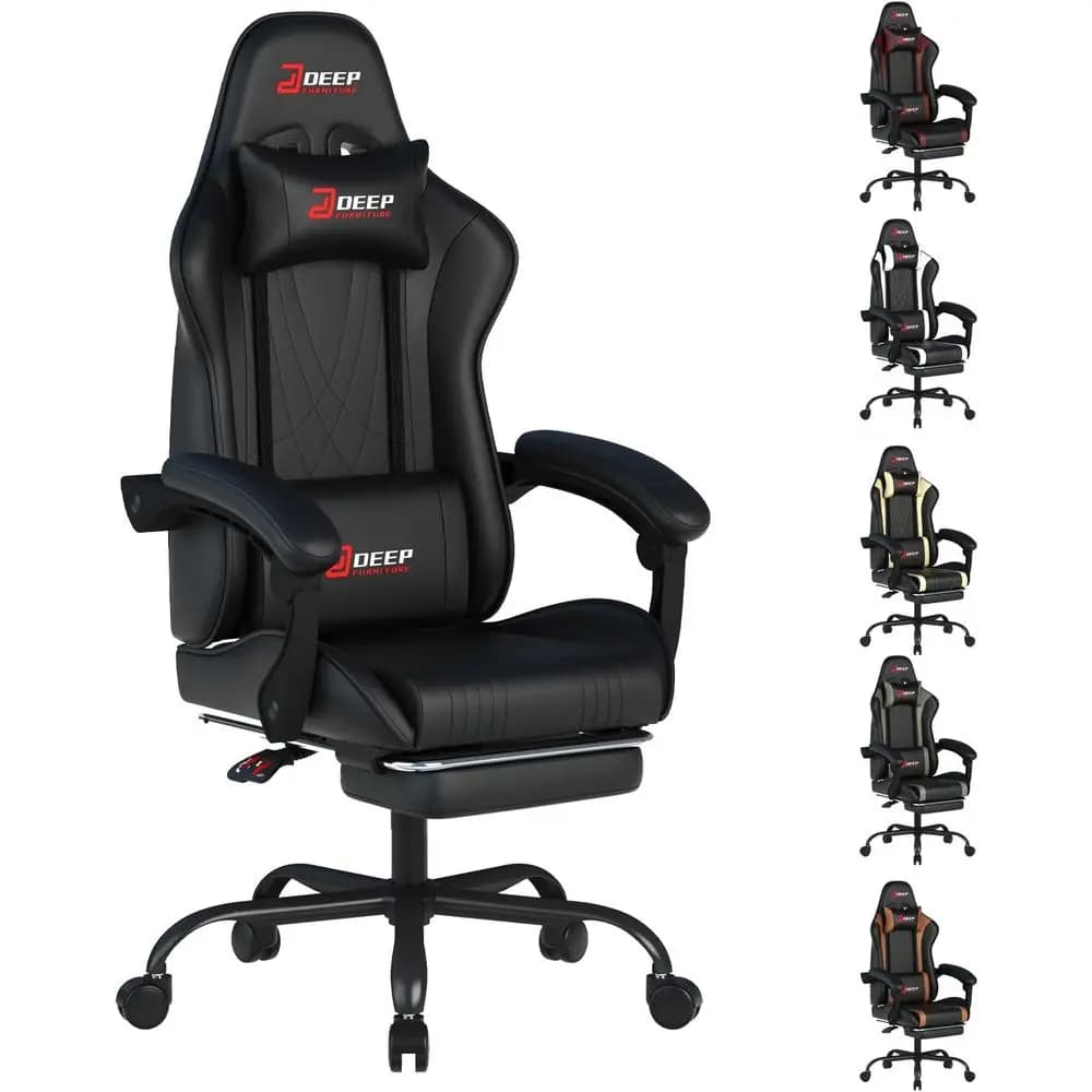 Sedia da Gaming Ergonomica Reclinabile con Supporto Lombare e Braccioli Regolabili per Ufficio Domestico (Nera)