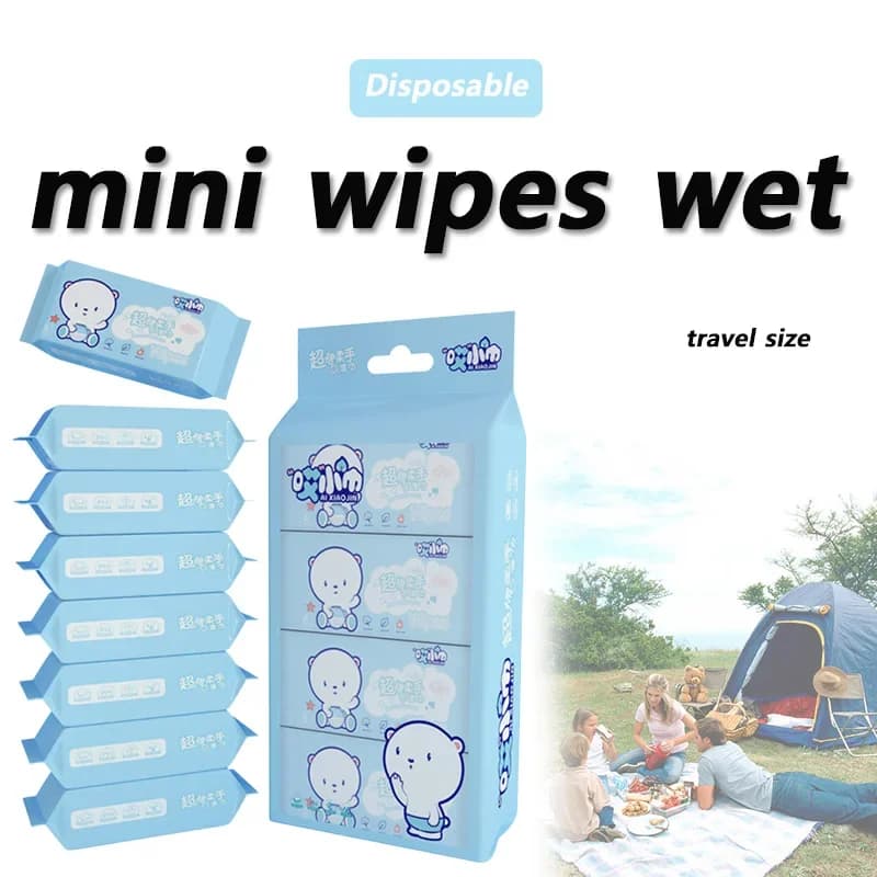 Mini salviette usa e getta da 64 pezzi/Dimensioni da viaggio portatili Salviette per la pulizia delle mani e della bocca con estrazione speciale per materiale scolastico domestico