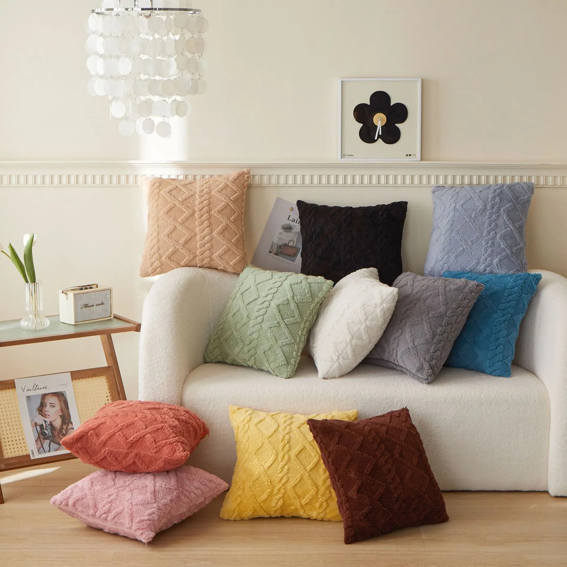 1 Pezzo Copricuscino Decorativo in Morbido Peluche, Stile Lussuoso, Fodera per Cuscino Europea a Forma di Diamante per Divano e Camera da Letto