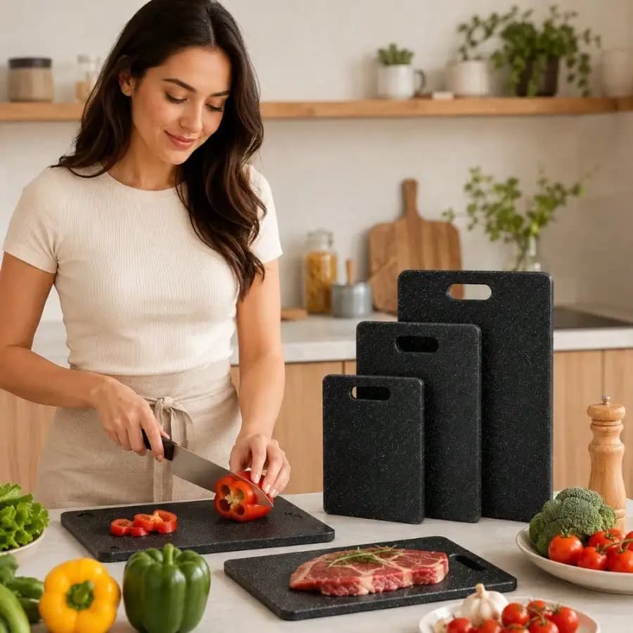 1/3PCS Marble Cutting Board Set Thickened Cutting Board Cutting Meat Board Kitchen Preparation Board Cooked Food/Raw Food Separation Household Fruit