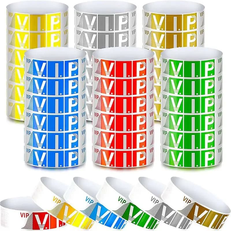 AS94-1800 Pack VIP Paper Bracelets VIP Wristbands Waterproof VIP Wristbands Neon Colored Wristbands Variety For Events Party