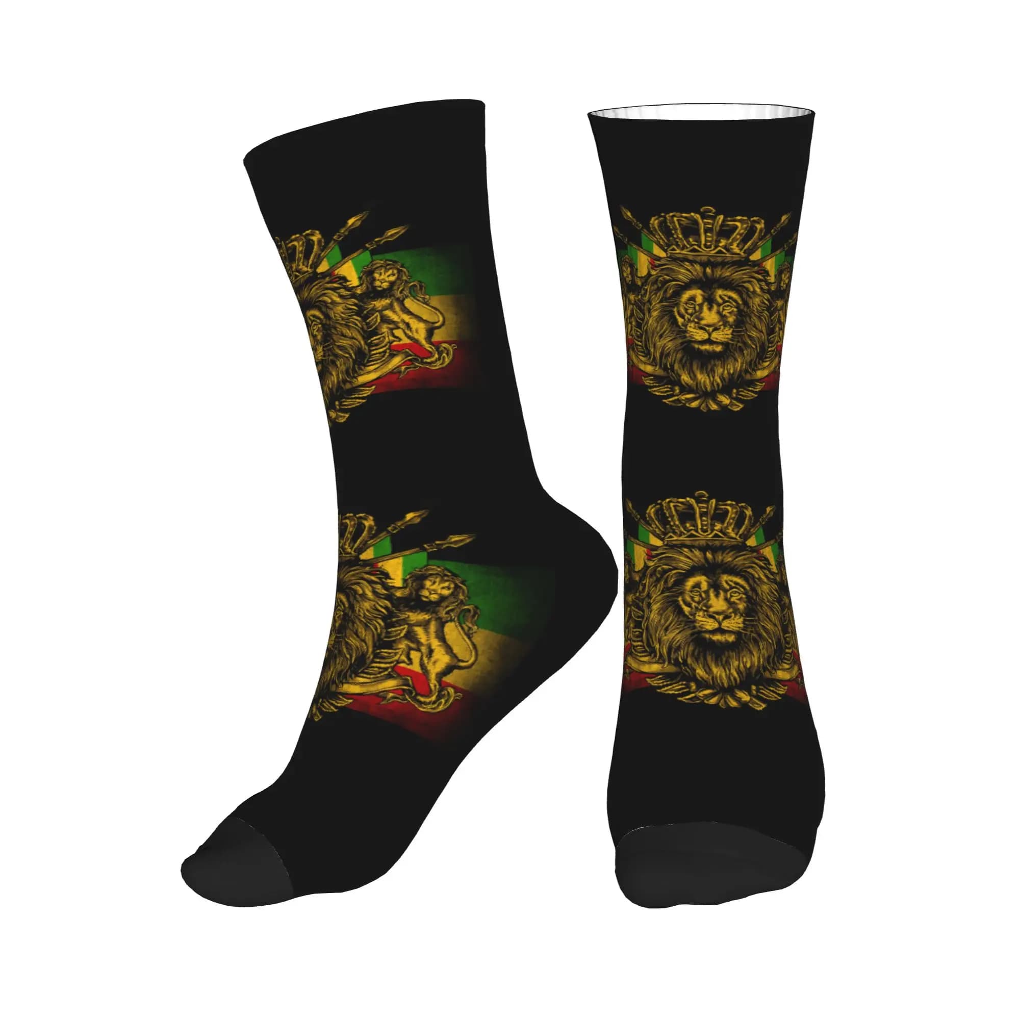 Calzini Rastafarian Rasta Lion da uomo e da donna, calzini unisex alla moda con stampa 3D della bandiera della Giamaica