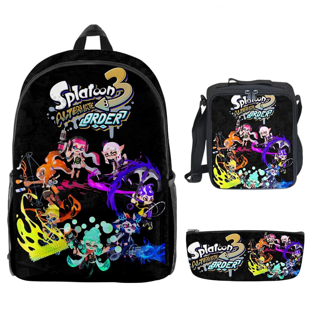 Luxury novelty Cool Splatoon 3 3D Printing 3 pieces / set School bags for students Backpack for laptop Backpack Lunch bag shoulder bag