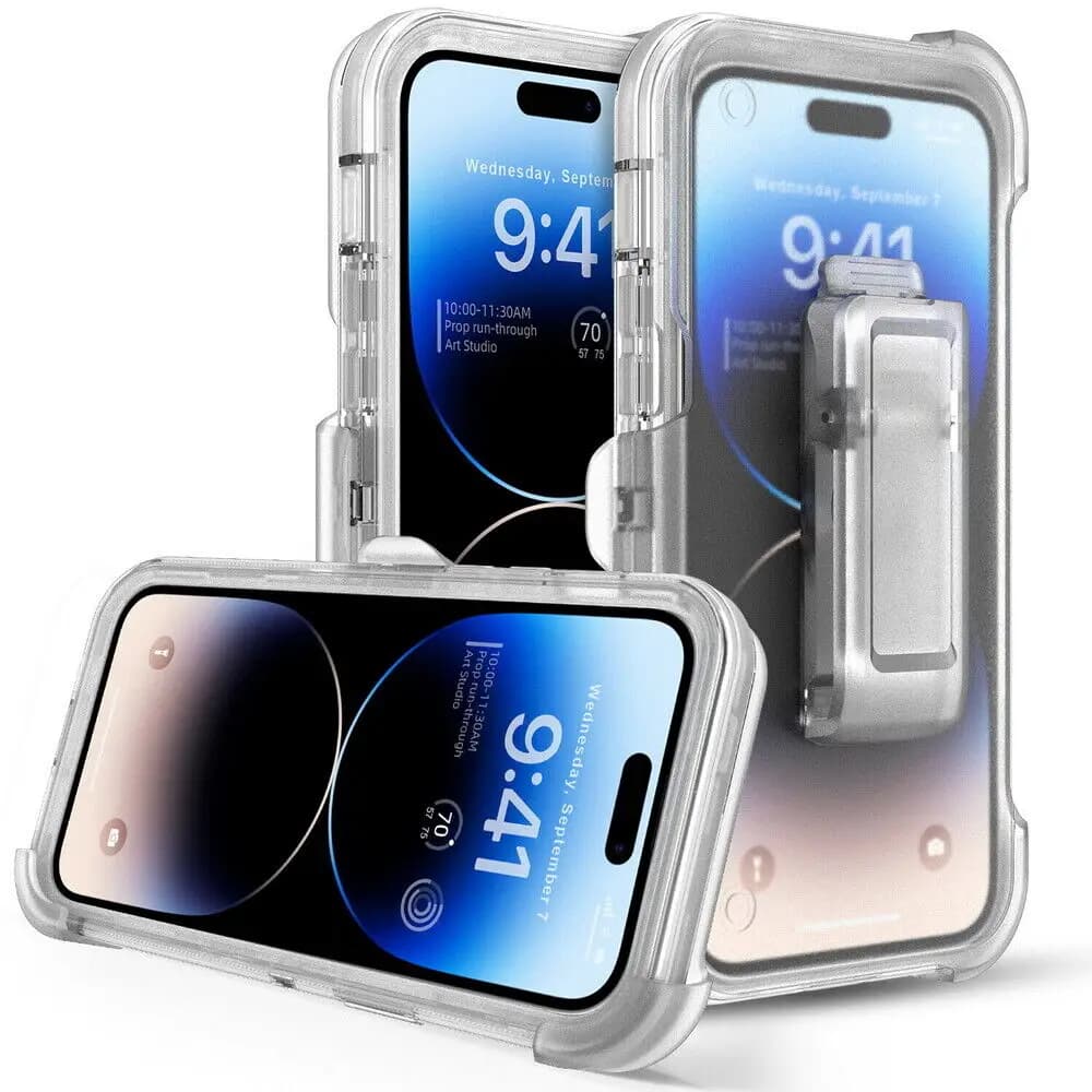 Per iPhone 11 12 13 14 15 16 Pro Max XS Max XR 6 7 8 Plus custodia protettiva trasparente 3 IN1 custodia antiurto per armatura resistente/Clip da cintura