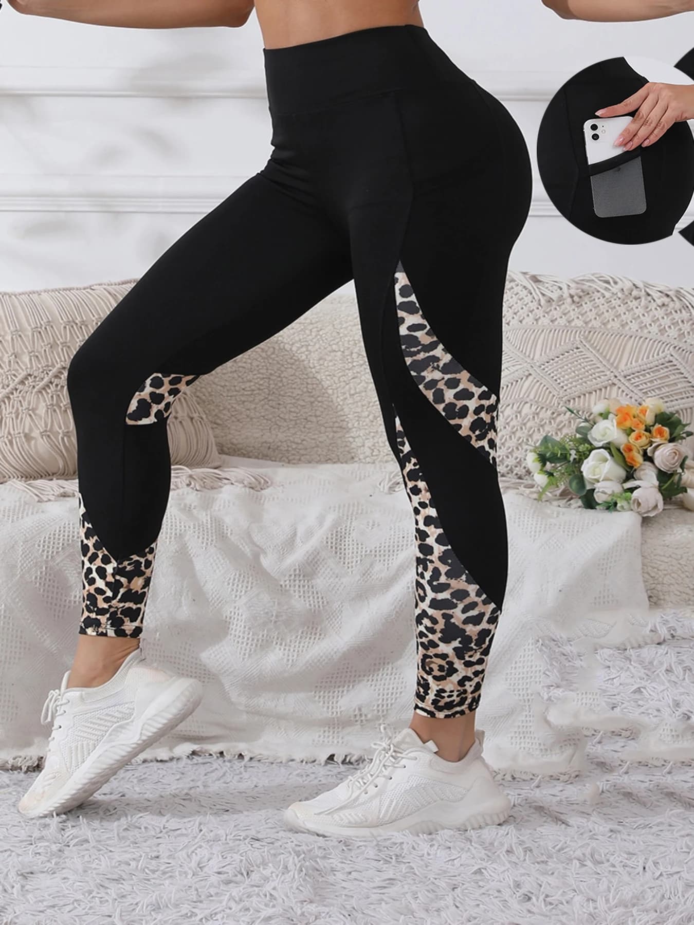 Pantaloni da yoga sportivi attillati con stampa leopardata a vita alta da donna Sport e abbigliamento sportivo da ciclismo casual Pantaloni da yoga a forma sottile da donna