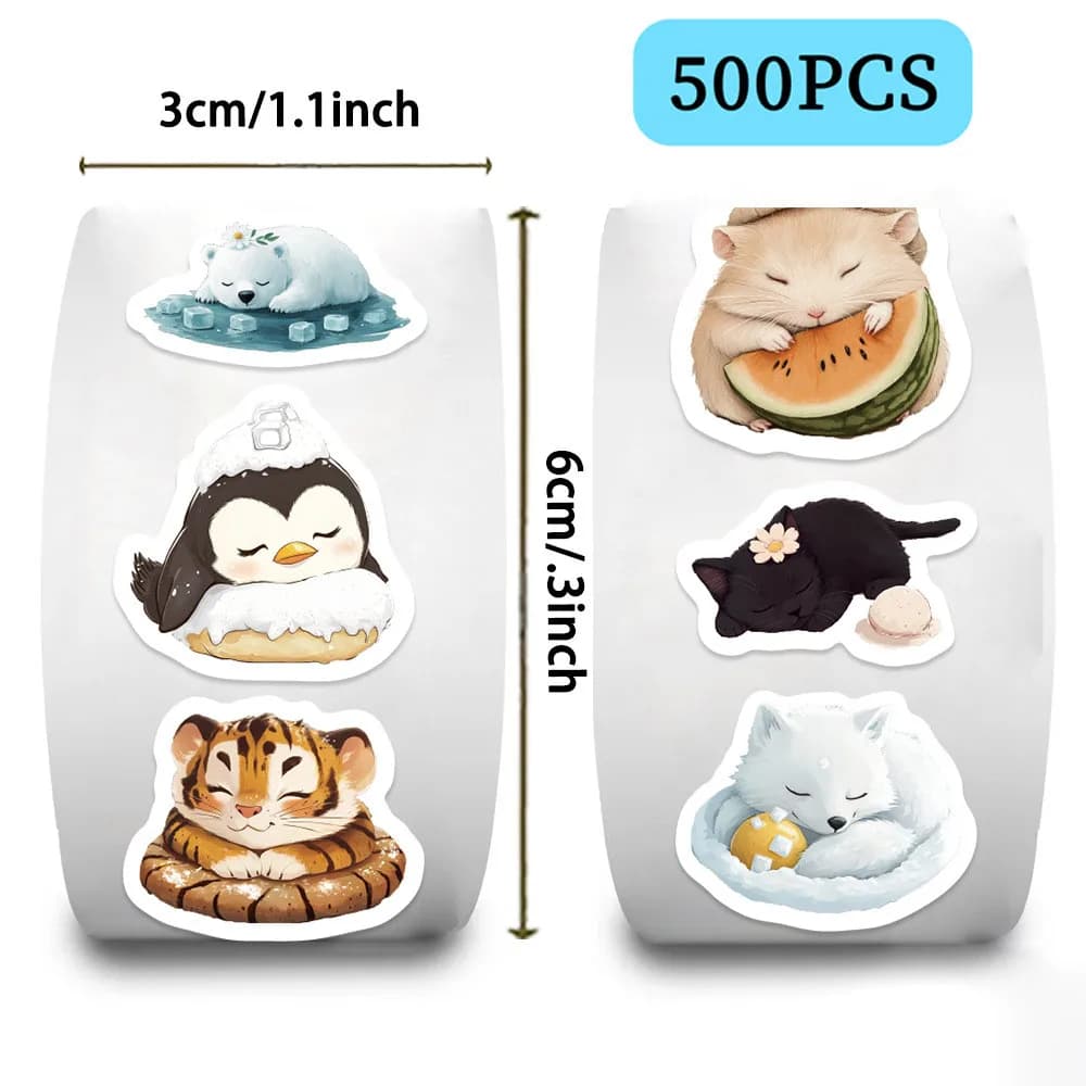 500-Sheet Kawaii Sleeping Pets Washi Tape Skin-Friendly Vinyl Stickers for SEA Sellers Scrapbooking DIY RecordingYourLife Store