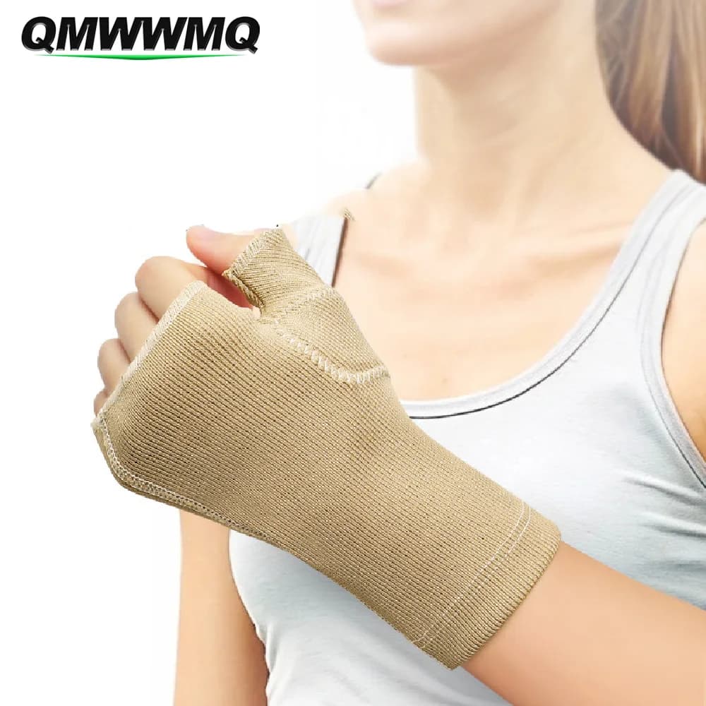 Guanti senza dita per artrite compressiva, 1 paio di supporti per polso e pollice con cuscinetto in gel, protezione traspirante per il polso