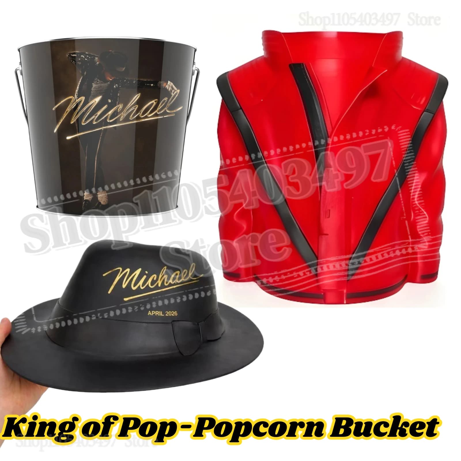 2026 Michael Jackson MJ King of Pop Iconico Secchiello per Popcorn Rosso da Collezione per Fan
