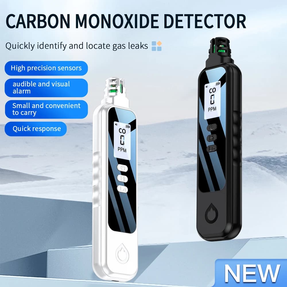 Portable Electrochemical Sensor CO Tester 1.1inch LCD Screen CO2 Detector with Sound Lihgt Alarm and Low Battery Reminder