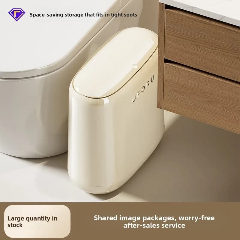 Push Lid Trash Can Large Capacity, Slim Gap Garbage Bin for Bathroom Toilet, High-End Press Open Waste Basket for Home Kitchen