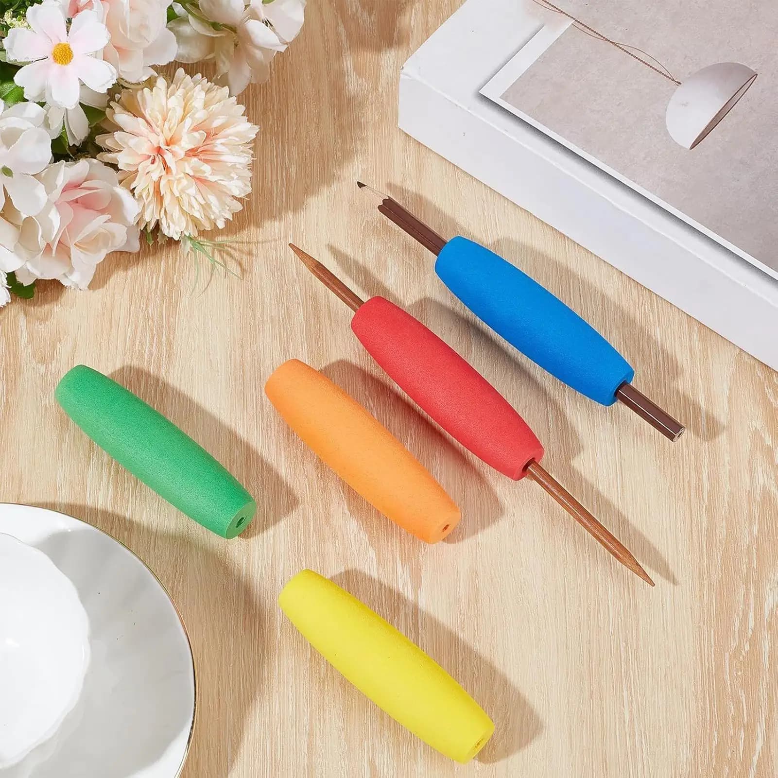 Tubi con impugnatura in schiuma 10 pz/set antiscivolo per bambini cucchiaio utensile Grip Aid EVA gancio per uncinetto tubo per anziani disabili