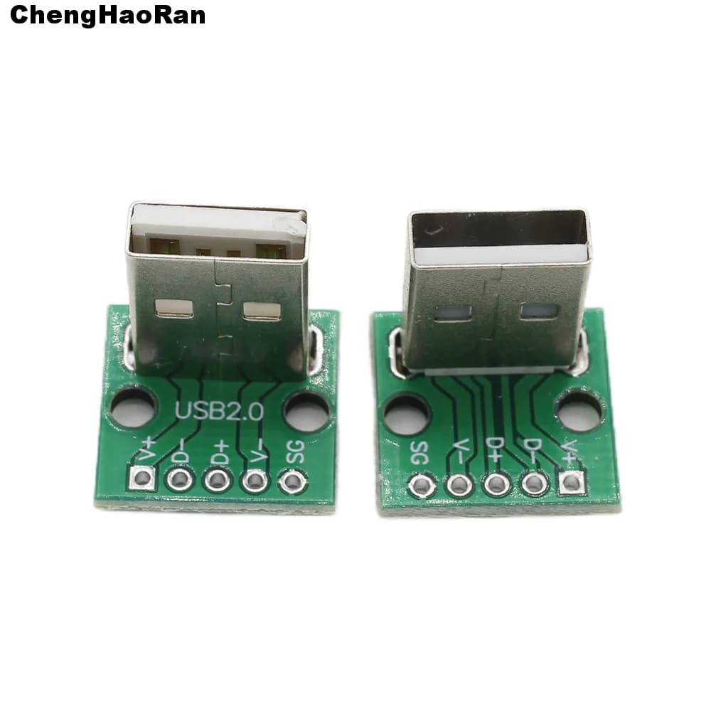 2 pz verticale USB 2.0 maschio spina testa connettore PCB convertitore adattatore Breakout Board 90 gradi verticale