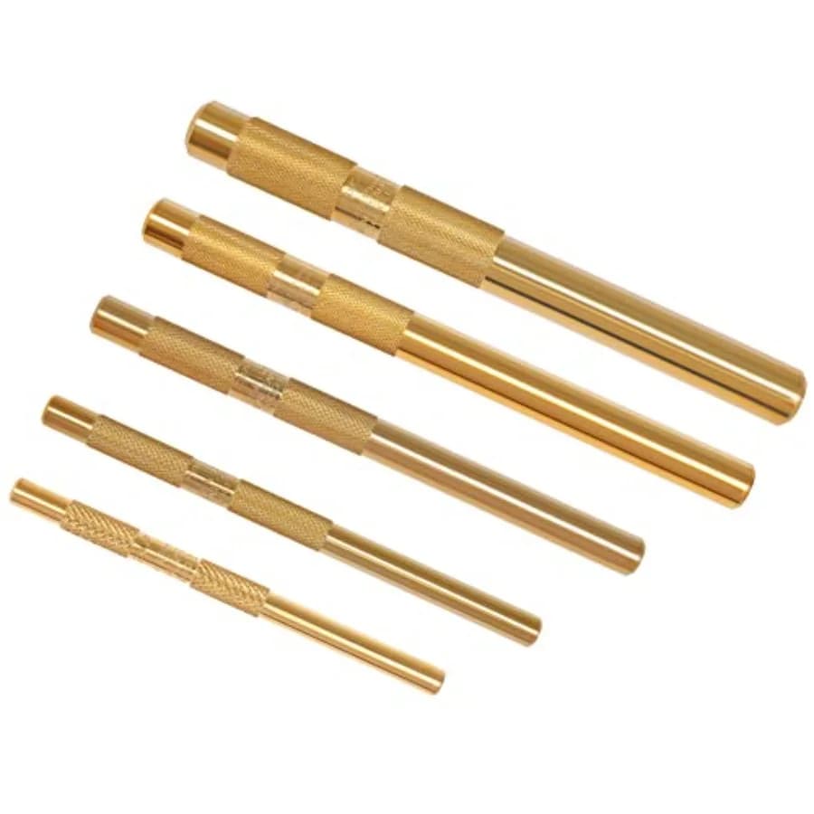 Set di punzoni a deriva in ottone da 5 pezzi con punzoni a deriva da 1/4, 3/8, 1/2, 5/8, 3/4 di pollice