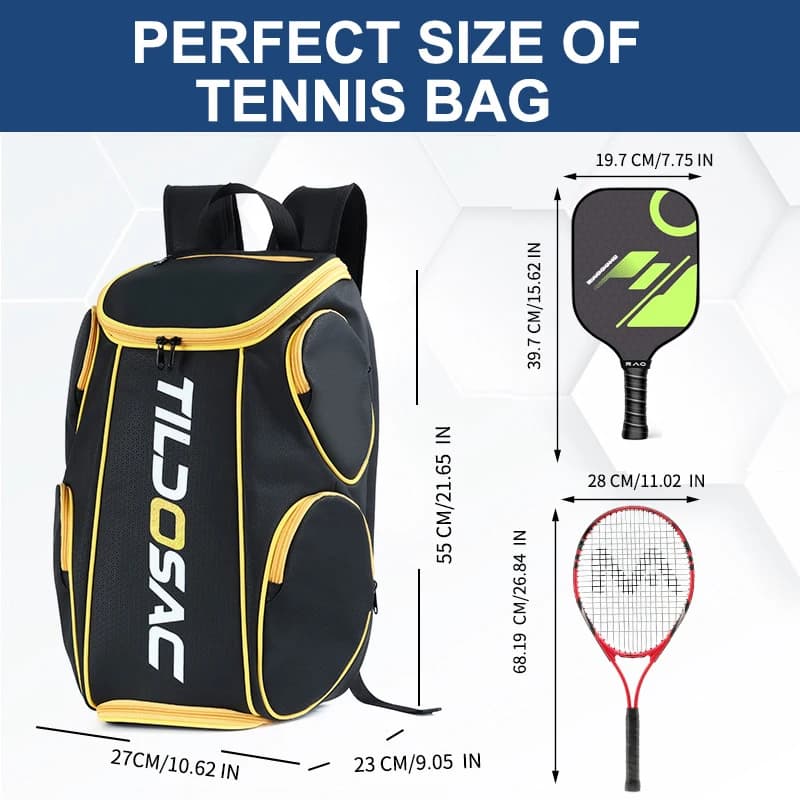 Pickleball and Padel Rack Bag for Adults, Men and Women, with Shoes Disappeared, PU Raincoat for Squash and Tennis Rackets